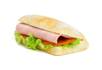 One sandwich with slice of ham