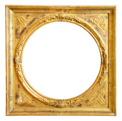 Gold vintage frame isolated on white background