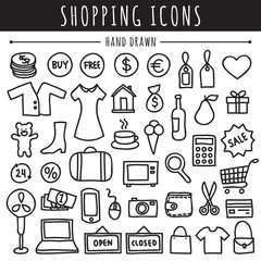 Hand drawn shopping icons made in vector