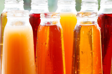 different bottles of juice