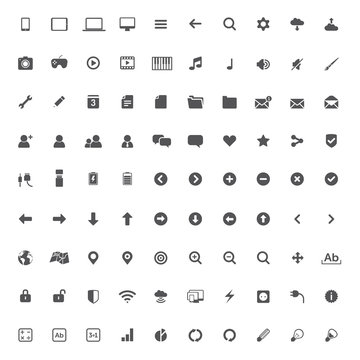 Set of multimedia icons for web and mobile on white
