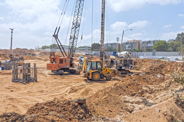 Fototapeta premium Laying of new high-speed roads in Israel.