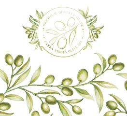 Crédence de cuisine en verre imprimé Olivier Green olives