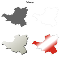 Schwyz blank detailed outline map set