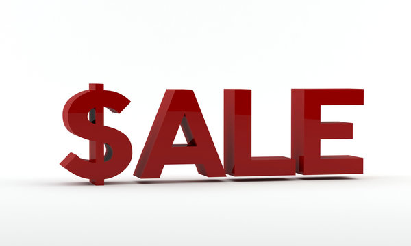 Red sale text in 3D -  Dollar sign