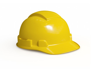 Yellow hard hat of construction worker isolated