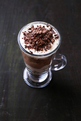 Yogurt, with chocolate cream, chopped chocolate and muesli