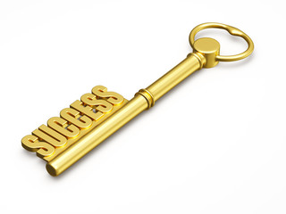 Key to success made of gold isolated
