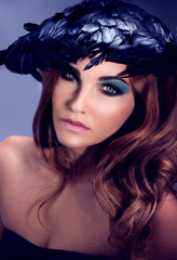 Naklejka premium Beauty closeup portrait of elegant woman