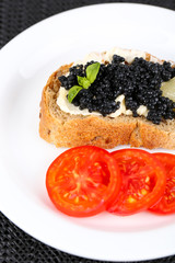 Black caviar and butter