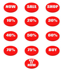 Set of sale and discount buttons