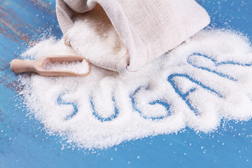 Inscription sugar made of white granulated sugar