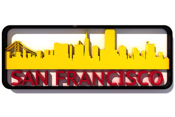San Francisco base colors of the flag of the city 3D design