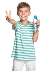 Boy with bottle of water