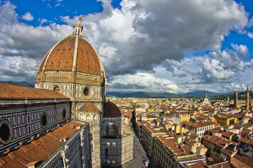 Fototapeta na wymiar Dome of Santa Maria del Fiore cathedral in Florence, Tuscany