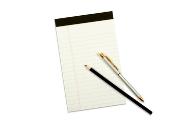 Notebook with pencil and pen