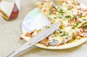 pizza, food, mushroom, cheese,  snack, gourmet, pastry