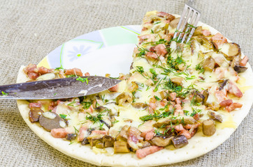 pizza, food, mushroom, cheese,  snack, gourmet, pastry