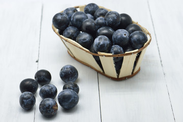black plums in white background