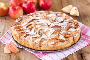 apple pie on a wooden background