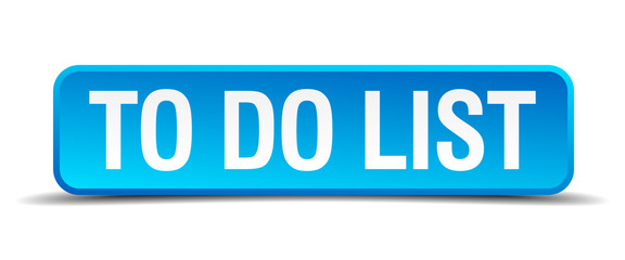 To do list blue 3d realistic square isolated button
