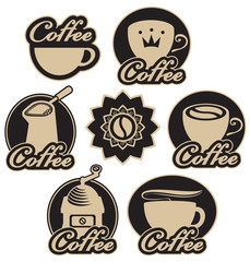 character set with kitchen facilities on coffee