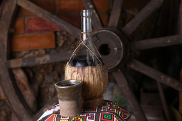 Traditional bottle of wine