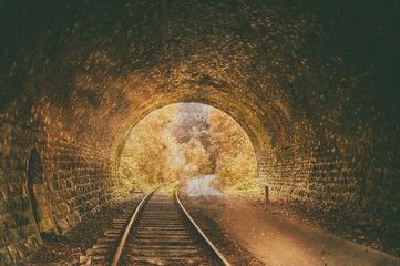 Fototapeta na wymiar Old abandoned railway tunnel