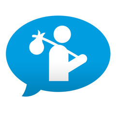 Etiqueta tipo app azul comentario simbolo vagabundo