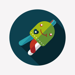 Jellyfish doll flat icon with long shadow,eps10