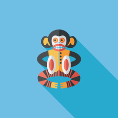 monkey toy flat icon with long shadow,eps10