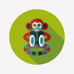 monkey toy flat icon with long shadow,eps10