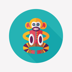 monkey toy flat icon with long shadow,eps10