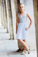 Portrait of fashion girl in Venice, Italy