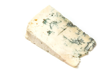 Gorgonzola Italian cheese isolated on a white studio background.