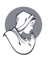 vector portrait of Virgin Mary