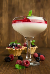 raspberry panna cotta with fresh berries