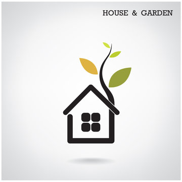 Green energy home concept ,house and garden symbol. Vector illus