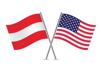 American and Austrian flags. Vector illustration.