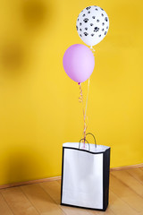 Paper Bag With Present and Baloons