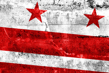 Washington DC Flag painted on grunge wall