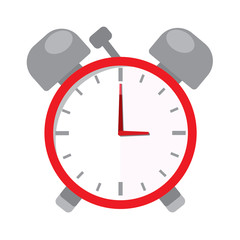 color Alarm clock. close up on white.