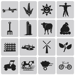 Agriculture and Farming black icons set1. Vector Illustration ep