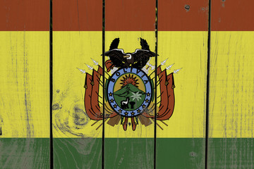 Bolivia flag on wooden background