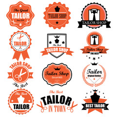 Collection of vintage retro tailor labels, badges and icons. Vec