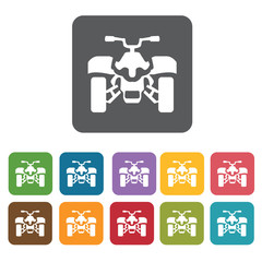 Atv icons set. Rectangle colourful 12 buttons. Vector illustrati