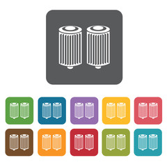 Car filter icons set. Rectangle colourful 12 buttons. Vector ill