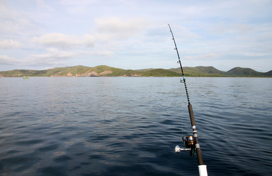 Fishing rod on a boat.