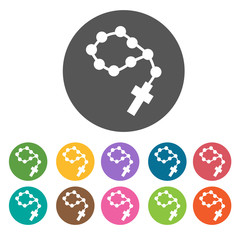 Small rosary icons set. Round colourful 12 buttons. Vector illus