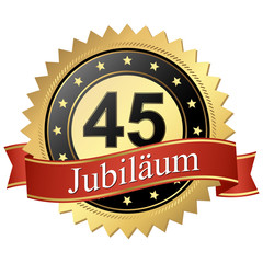 Jubilee button with banners german - Jubiläum 45 Jahre